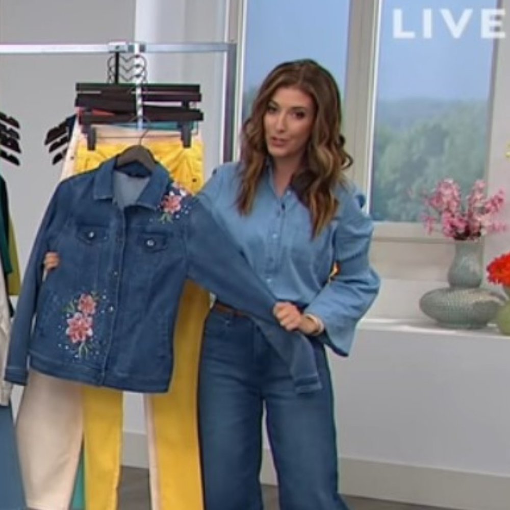 🎁 DG2 Diane Gilman Floral Embroidered Denim Jacket - Picture 9 of 9